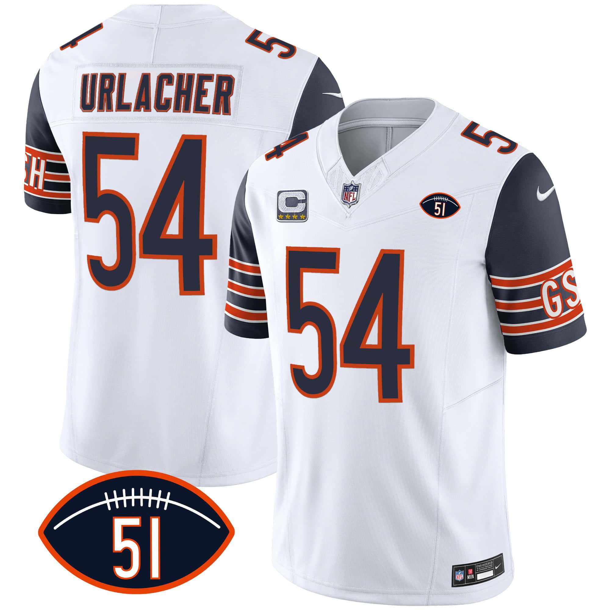 Men Chicago Bears #54 Urlacher White 2024 Nike Patch GSH Vapor NFL Jersey style 1->indianapolis colts->NFL Jersey